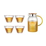 Sürahi Su Sürahisi Bardaklı Cam Su Tenceresi 1500 ml Isıya Dayanıklı Su Sürahisi ve Cam Seti Kare Su Isıtıcısı Çay Ev için Sıcak/Soğuk Su Sürahisi (Renk: Altın)
