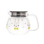 Sürahi Yüksek Borosilikat Cam Sürahi Filtre Kapaklı Sevimli Soğuk Su Sürahisi Meyve Suyu, Süt, Sıcak ve Soğuk İçecekler için Küçük Demlik (18.5 oz) Sıcak/Soğuk Su Sürahisi (Renk: Altın)