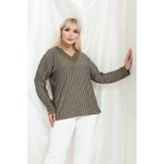 şuranur Bambu Viskon V Yaka Uzun Kollu Bluz – Rahat Kalıp, Büyük Beden (XL–6XL)