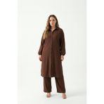 şuranur Bürümcük Gömlek Yaka Tunik Takım Düğmeli Tesettüre Uygun 2XL 6XL