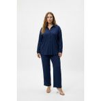 Şuranur Homewear Bürümcük Kumaş Gömlek Yaka Düğmeli Alt Üst Takım Tesettüre Uygun M/6xl (Lacivert) - 3XL