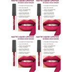 Süre Kalıcı Kadifemsi Kuruma Yapmayan Mat Likit Ruj - Lipstick 515 Cranberry 4 Paketi