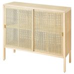 Sürgü kapaklı dolap, rattan-çam, 125x47x110 cm