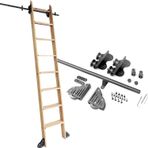 Sürgülü Ahır Kapıları için Geri Çekilebilir Merdiven Donanım Kiti - Ev İç Mekan ve Kütüphane Kullanımı için 3.3ft ila 20ft Yuvarlak Ray/Ray (Merdiven Dahil Değildir)