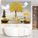 "Sürgülü Cam Kapılar Veranda Balkon için Altın Ağacı ve Geyik Desenli %100 Karartma Stor Perde - Pencere Panjurları Boyut 60 cm x 200 cm (23,6 inç x 78,7 inç)