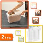Sürgülü Kapaklı 10 LT Erzak Kabı + Papatya 1,7 LT Erzak Kabı - 2li Set B4J5D9