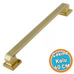 Sürgülü Kapı Çekme Kolu Tutma Kulpu Kulbu Çelik Dış Kapı Tutamağı Gold Altın 60 Cm