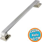 Sürgülü Kapı Çekme Kolu Tutma Kulpu Kulbu Çelik Dış Kapı Tutamağı Kol Saten 40 cm - 1