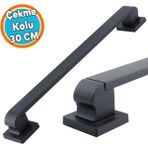Sürgülü Kapı Çekme Kolu Tutma Kulpu Kulbu Çelik Dış Kapı Tutamağı Kol Siyah 30 cm - 1