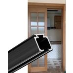 Sürgülü Kapı kiti 54/60 / 64/72 / 84/96 inç Sürgülü Kapı Yumuşak Kapanma Kiti, Duvara Monte Kutu Ray Askı Donanım Seti, Dolap ve Dolap için, İç (Siyah, 56 inç/142,2 cm)