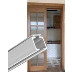 Sürgülü Kapı kiti 54/60 / 64/72 / 84/96 inç Uzun Sürgülü Kapı Yumuşak Kapanma Kiti, Dolap ve Dolap için Duvara Monte Kutu Ray Askı Donanım Seti, İç Mekan (Gümüş, 82 inç/208,3 cm)