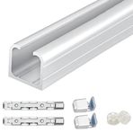 Sürgülü kapı kiti ray ray Dolap Kapı Rayı Donanımı, Tekerlekli, 100 140 150 200 240 300 320 400 CM Görünmez Kayar Cep Kapıları Ray Sistemi, Alüminyum Kutu Ray Yükü 220 lb (Beyaz, 130 cm/