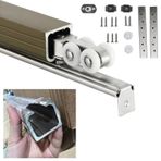 Sürgülü Kapı Rayı Ağır Hizmet Tipi Tek Ahır Kapısı Donanım Rayları, Veranda Sürgülü Kapı Rayı Üst Rayı 2,5 mm Kalınlığında, Yatak Odası için iç Ahır Kapısı Sürgülü Ray Takımı(6-Wheel,42 inch (106.7cm)