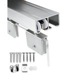 Sürgülü Kapı Rayı Banyo Kapısı Için Çift Cam Rayı (vidalı), Ticari Cam Kapı Rayı 100 150 180 200 300 350 cm, Ayarlanabilir Vitrin Kapısı Kılavuzu(130cm (4.3ft))
