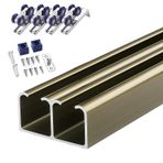 Sürgülü Kapı Rayı Çift raylı Sürgülü Kapı Rayı Donanım Seti, 18-24 Mm Kalınlığındaki Kapılar için Cep Kapı Rayı, Çift Raylı Baypas Ahır Kapısı Donanım Seti Üstten Montaj(Champagne,370cm/12.1ft)