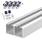 Sürgülü Kapı Rayı Çift raylı Sürgülü Kapı Rayı Donanım Seti, 18-24 Mm Kalınlığındaki Kapılar için Cep Kapı Rayı, Çift Raylı Baypas Ahır Kapısı Donanım Seti Üstten Montaj(Silver,90cm/3.0ft)