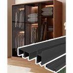 Sürgülü Kapı Rayı İç Mekan Gardırop Sürgülü Kapı Ray Sistemi Ve Alt Rayı, Vitrin Dolabı Cam Kapı Kılavuzu, Dolap U Şeklinde Rayı(Black,136cm/53.5inch)