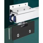 Sürgülü Kapı Rayı Ticari Kullanım Için Üstten/Yan Montajlı Cam Kapı Rayı, Yumuşak Kapanma Özellikli Vitrin Kapı Rayı Donanım Kiti, Ofis Cam Kapı Yan Cam Rayları(Black,135cm/53.1inch)