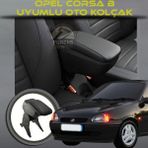 Sürgülü Siyah Deri Kol Dayama ve Kolçak, Ayarlanabilir, Opel Corsa B Uyumlu - Antrasit