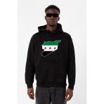 Suriye Yeni Bayrak Siyah Erkek 3İp Kapşonlu Sweatshirt