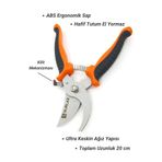 SürLaz 20 cm Profesyonel Budama Makası | Paslanmaz Çelik | Turuncu Siyah Ergonomik Sap | Kilit Mekanizmalı