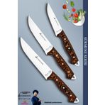 Sürmene Serisi Mutfak Bıçak Seti Et Ekmek Tavuk Sebze Salata Bıçağı 3 Lü Set Kahverengi (MFT-320)