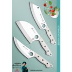 Sürmene Serisi Mutfak Kamp Şef Bıçak Seti Et Ekmek Salata Kamp Şef Bıçağı Beyaz 3 Lü Set ( MFT-037 )