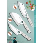 Sürmene Serisi Outdoor Bıçak Kamp Bıçağı Mutfak Şef Bıçak Bıçağı Deri Kılıflı 3 Lü Set (Out-109)