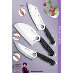 Sürmene Serisi Outdoor Bıçak Kamp Bıçağı Mutfak Şef Bıçak Bıçağı Deri Kılıflı 3 Lü Set (OUT-209)