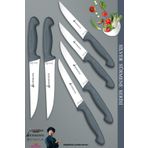 Sürmene Silver Serisi Gri Sap Mutfak Bıçak Seti Et Ekmek Sebze Meyve Kesme Bıçağı 6 Lı Set (SRM-011)
