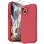 SURPHY Ekran Koruyuculu iPhone 14 Plus Kılıf, Sıvı Silikon Her Lens için Bireysel Koruma Darbeye Dayanıklı Kalınlaştırılmış Kauçuk iPhone 14 Plus 6,7 inç 2022 (Guava) için