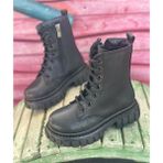 Surpie Shoes Çocuk Bot, Fermuarlı ve Bağcıklı Suni Deri Malzeme ile Rahat Kullanım - Siyah