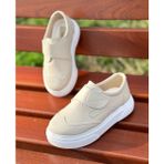 Surpie Shoes Erkek Çocuk Klasik Ayakkabı Kalın Topuklu Cırtlı Bağlama ile Kolay Kullanım - Krem