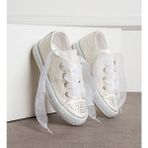 Surpie Shoes Kız Çocuk Günlük Dantelli Ayakkabı Işıklı Oval Taban Düz 21-30 Numara - Sedef