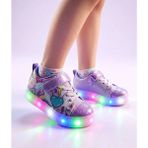 Surpie Shoes Kız Çocuk Unicorn Günlük Ayakkabı, Çocuk Işıklı Ayakkabı - Mor