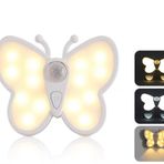 Surplex LED kısılabilir hareket sensörlü ışık, 3 aydınlatma modu, şarj edilebilir kelebek gece lambası, otomatik/açma/kapama ve çıkarılabilir mıknatıslı, çocuk odası, yatak odası, merdiven, dolaplar,