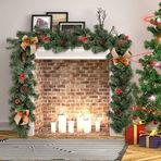 SURPZON Yapay Noel çelenk, 2,7 m, ananas, meyveler, keten kravatlar, yapay Noel çelenk, kapı, merdiven, şömine, yılbaşı çelenk