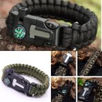 Survive Kamp Bilekliği, Outdoor Bileklik, Tactical Askeri Bileklik, Hayatta Kalma Bilekliği - 25cm - Asker Yeşili