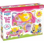 SÜS Mey Ithalat® Candy Tepsili Çay Set 17 Parça Renkli Oyun Seti Eğlenceli Rol Oynama