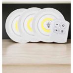 SÜS Mey Ithalat® Spot Lamba LED Işık 3'lü Uzaktan Kumandalı Pilli Yapışkanlı Kablosuz