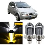 ŞüsCarOto Aksesuar Chevrolet Kalos 2003-2007 Uyumlu Mercekli Far Ampulü LED Xenon Çift Renk Sarı-Beyaz Far Şimşek Etkili Csp LED Lamba Uzun Kısa 2 Adet Takım