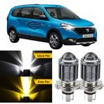 ŞüsCarOto Aksesuar Dacia Lodgy 2012-2022 Uyumlu Mercekli Far Ampulü LED Xenon Çift Renk Sarı-Beyaz Far Şimşek Etkili Csp LED Lamba Uzun Kısa 2 Adet Takım