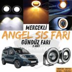 ŞüsCarOto Aksesuar Fiat Fiorino 2008-2023 Uyumlu Üniversal Mercekli Angel Sis Farı Metal Su Geçirmez 76 mm Turuncu Halkalı Gündüz Farı Angel Eyes 2 Adet
