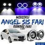 ŞüsCarOto Aksesuar Fiat Linea 2007-2018 Uyumlu Üniversal Mercekli Angel Sis Farı Metal Su Geçirmez 76 mm Mavi Halkalı Gündüz Farı Angel Eyes 2 Adet