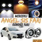 ŞüsCarOto Aksesuar Fiat Linea 2007-2018 Uyumlu Üniversal Mercekli Angel Sis Farı Metal Su Geçirmez 76 mm Turuncu Halkalı Gündüz Farı Angel Eyes 2 Adet