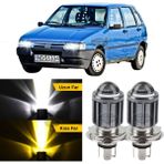 ŞüsCarOto Aksesuar Fiat Uno 1992-2001 Uyumlu Mercekli Far Ampulü LED Xenon Çift Renk Sarı-Beyaz Far Şimşek Etkili Csp LED Lamba Uzun Kısa 2 Adet Takım