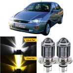 ŞüsCarOto Aksesuar Ford Focus 1 Hb&sedan 1998-2004 Uyumlu Mercekli Far Ampulü LED Xenon Çift Renk Sarı-Beyaz Far Şimşek Etkili Csp LED Lamba Uzun Kısa 2 Adet Takım