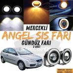 ŞüsCarOto Aksesuar Ford Focus 2 2004-2008 Uyumlu Üniversal Mercekli Angel Sis Farı Metal Su Geçirmez 76 mm Turuncu Halkalı Gündüz Farı Angel Eyes 2 Adet