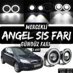 ŞüsCarOto Aksesuar Ford Focus 2.5 2009-2011 Uyumlu Üniversal Mercekli Angel Sis Farı Metal Su Geçirmez 76 mm Beyaz Halkalı Gündüz Farı Angel Eyes 2 Adet
