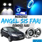 ŞüsCarOto Aksesuar Ford Focus 2.5 2009-2011 Uyumlu Üniversal Mercekli Angel Sis Farı Metal Su Geçirmez 76 mm Buz Mavi Halkalı Gündüz Farı Angel Eyes 2 Adet - Buz Mavisi